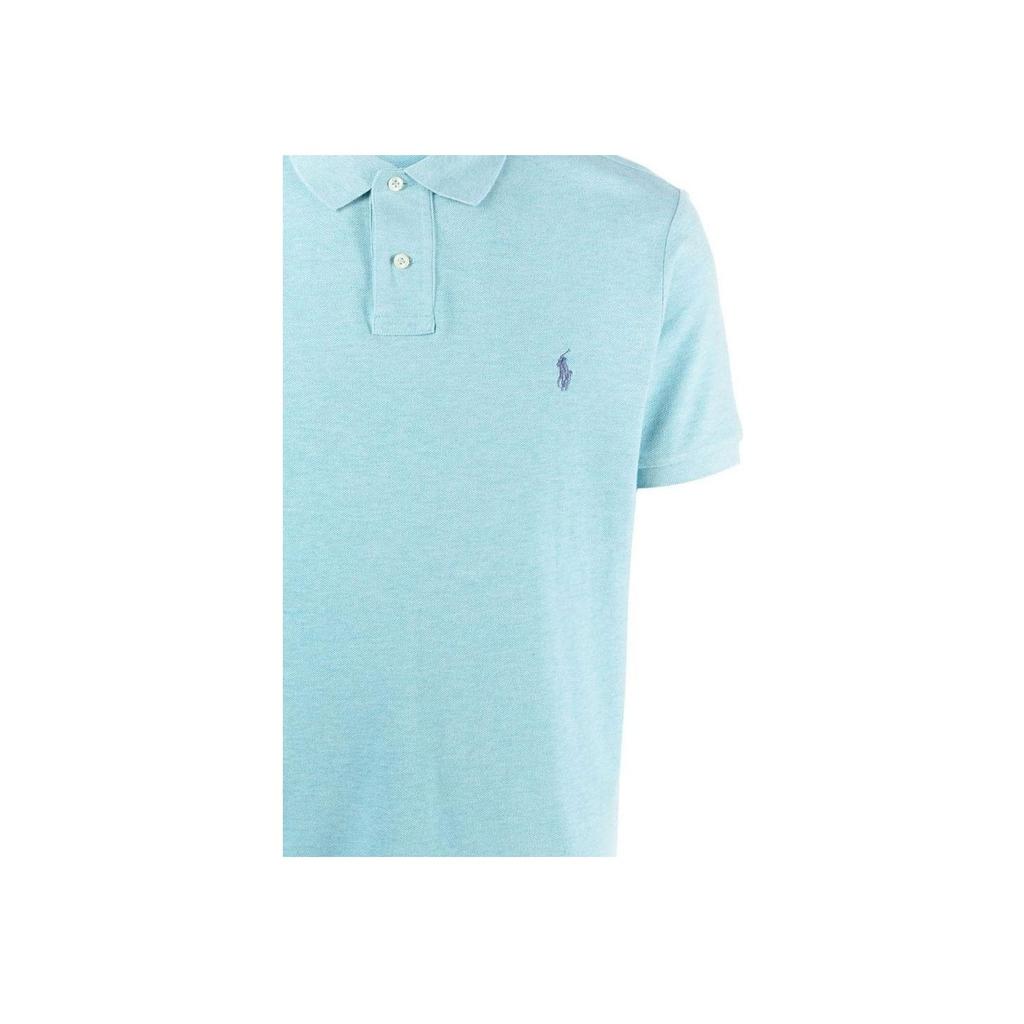 Polo Ralph Lauren Solid Color Logo Embroidered Pullover Short Sleeve Polo Shirt Men tops Light-Blue 710536856-357