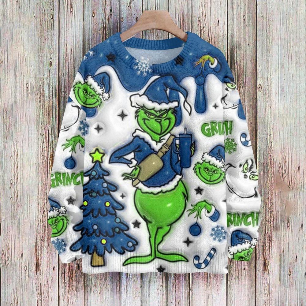 Vánoční móda Pánské Dámské tričko Zelený monster potisk O-výstřih Pulovr Top Ležérní Outdoorová mikina Dětská trička Top Oblečení