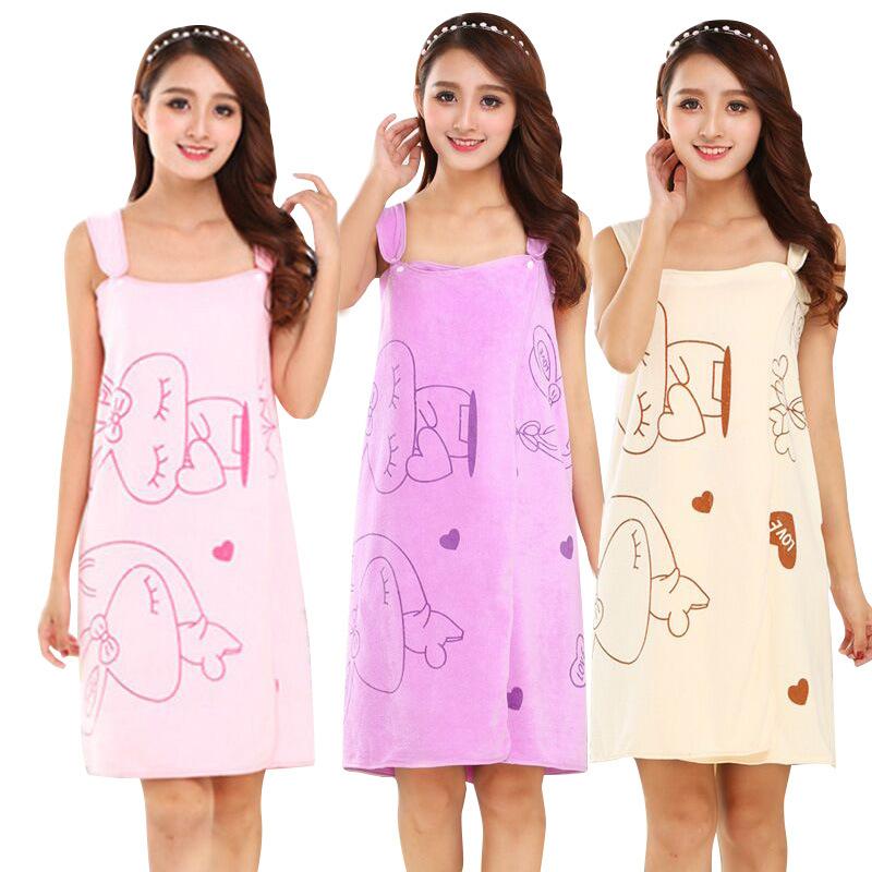 Variety of Wearable Bath Towels Beauty Salons Microfiber Cartoon Printing Women's Suspenders Bath Skirts, Foreign Trade Beach Towels