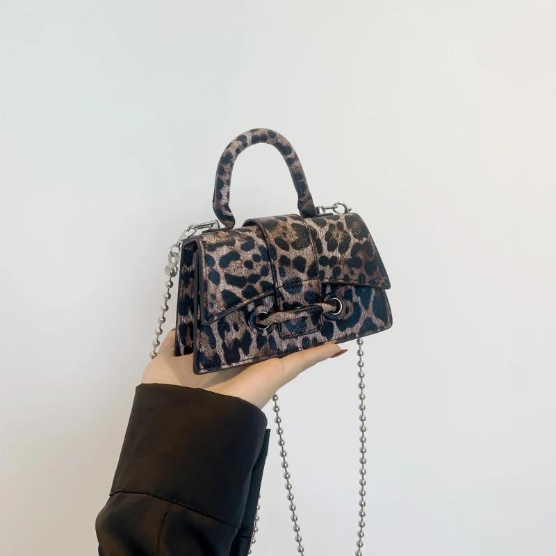 

Сумка через плечо из искусственной кожи с короткой ручкой, мини-кошелек для монет, сумка в стиле песочных часов, винтажная дизайнерская, с леопардовым принтом, роскошная мода