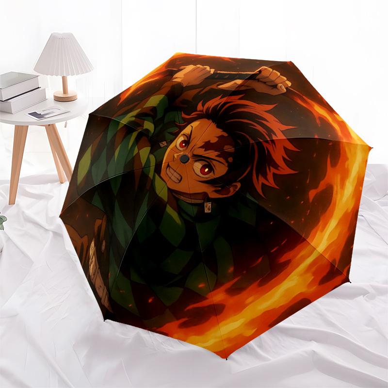 1pc Demon Slayer Patteern Automatic Open/Close Umbrella - Compact Travel Umbrella, Perfect for Women & Men - Ideal Birthday/Christmas Gift, 209