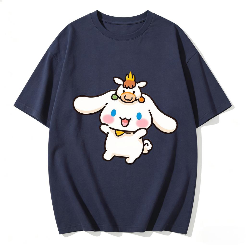 2026 New Cinnamoroll Cow Cartoon Print Tshirt Family Matching Outfits Casual Short Sleeve Tee for Women Unisex Kids Highquality