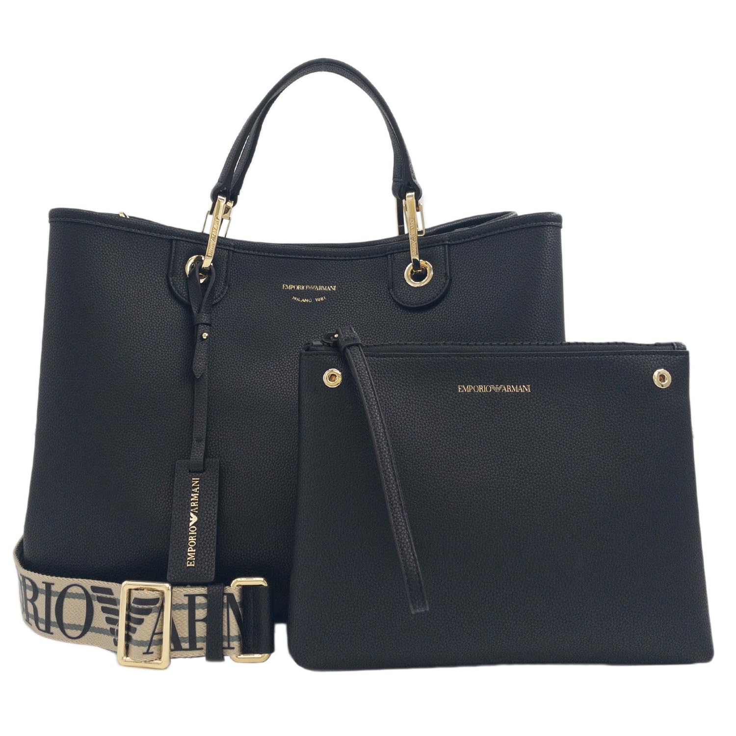 

Deer Print Small Bag with Pouch 2WAY Shoulder Handbag MyEA Black [Emporio Armani] Women s [Item] чорний