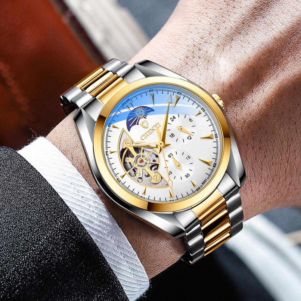 Chenxi Top Brand Business Luminous Men's Tourbillon Waterproof Wrist Full Stainless Steel Automatic Mechanical Business Watches