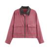 New seven-color corduroy patchwork leather collar jacket 2949024
