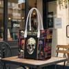 Vintage Skull Print Tote Bag Fashion Daily Shoulder Bag for Shopping Travel Outdoor Casual Use