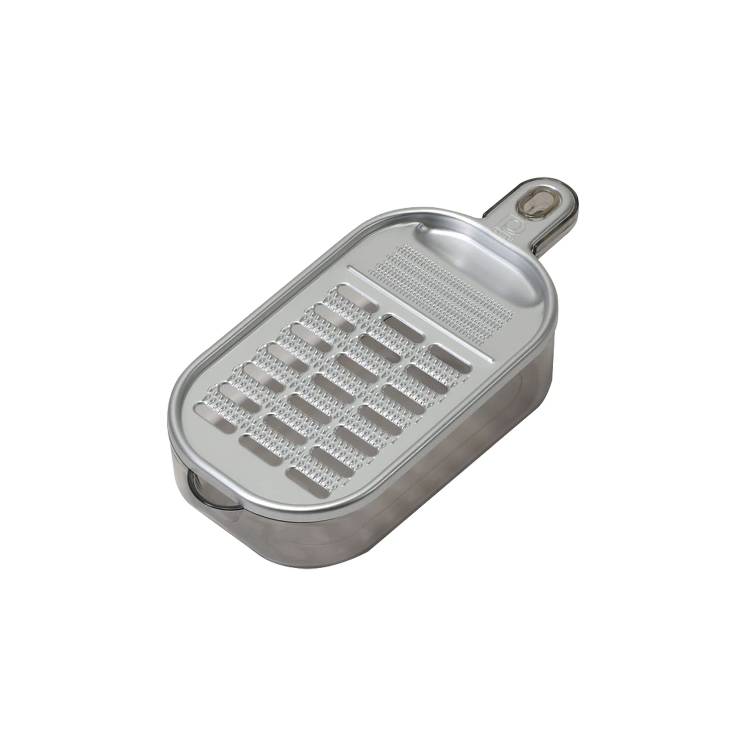 Pearl Metal Aluminum Grater with Made in Simple Silver Tray, 2-Way Design, Lightweight, Japan, Use, CC-1612,