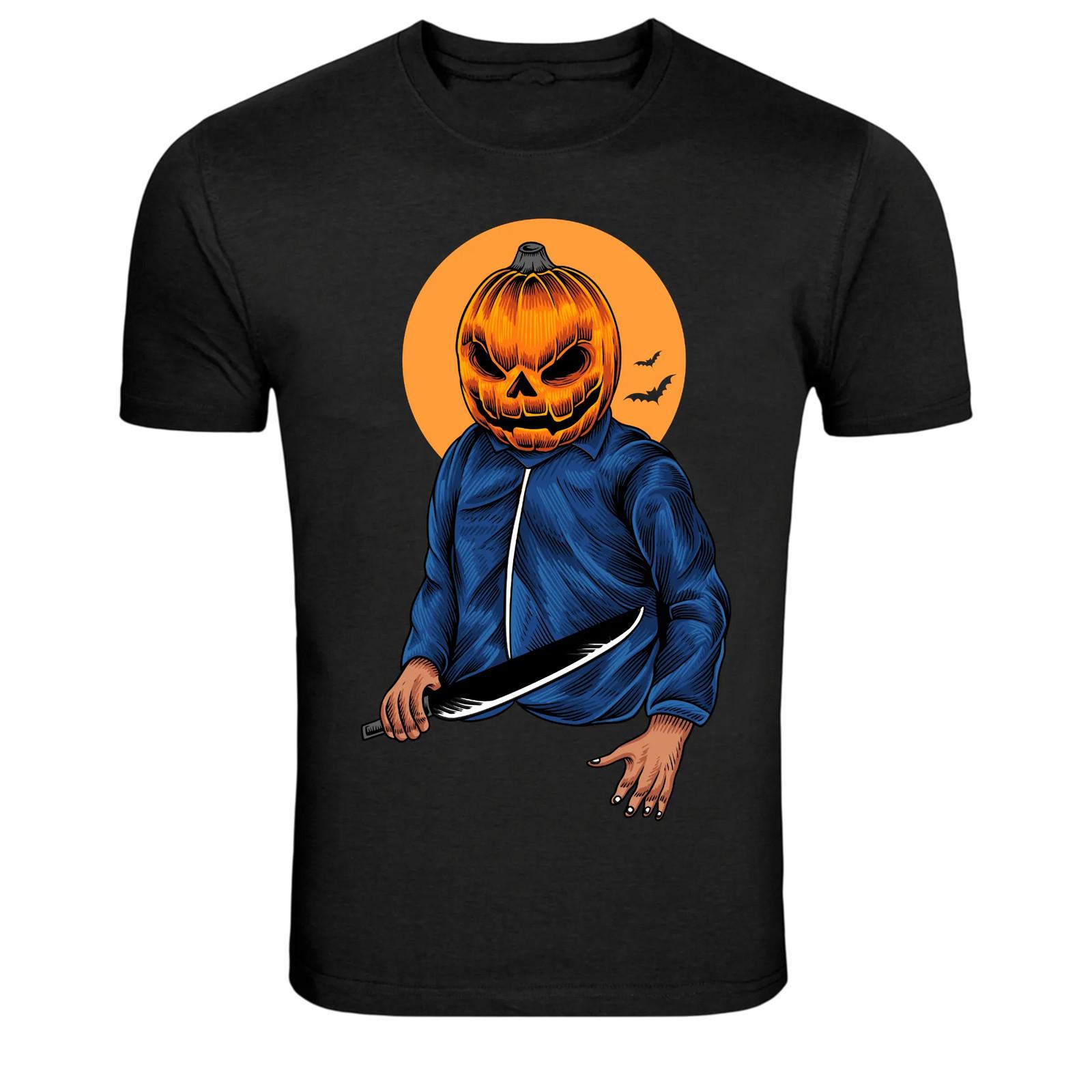 Pumpkin Head Killer With Knife Horror Graphic T-Shirt S разноцветный