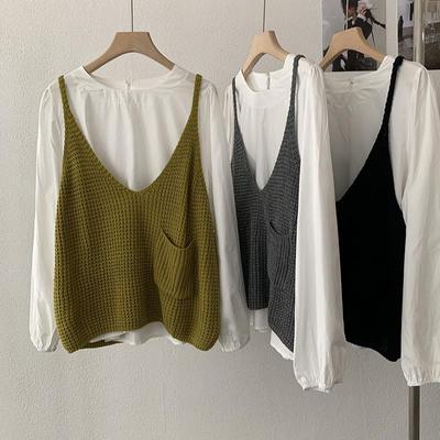 2025 V-Neck Knitted Vest - Plus Size, Solid Color, Layering for Spring/Autumn