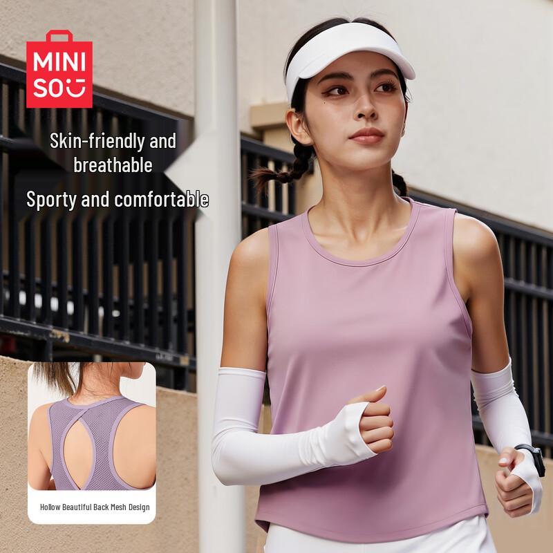 MINISO Women s Quick-Dry Mesh Sports Tank Top M розовый