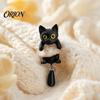 Minimalist Cat Accessories Cute Black Earrings for Women, Matte Zinc Alloy Kitten Studs with Swaying Tail Design, Dynamic Animal Jewelry Daily Wear &