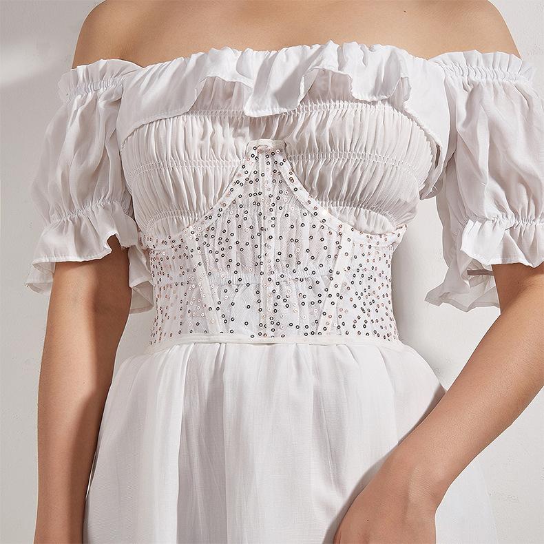 Gilet esterno da pendolare con spalline Corsetto a vita con perline Corsetto Petto Anello d'acciaio Stecca Fascia dimagrante per la vita