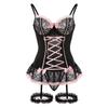 Women'S Sexy Bra Set Underwear Lingerie Lace Patchwork Bowknot Sexy Bra And Panty Garter Set Sleepwear