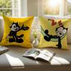 Cute and Classic Animation FFelix the Cats Cushion Cover Pillowcase Antidustmite Invisible Zipper Short Plush Sofa Cushion