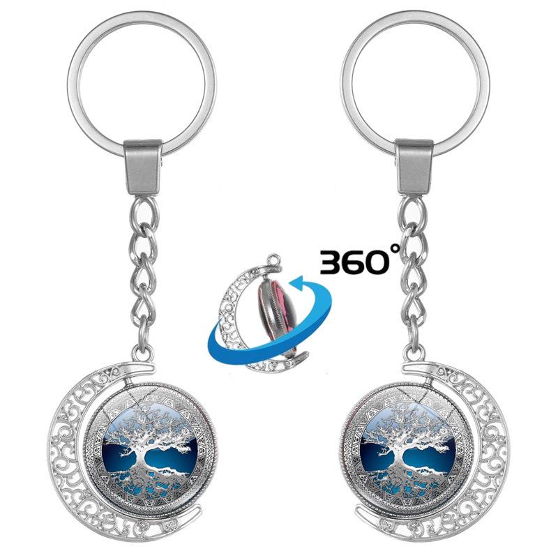Tree of Life Double-Sided Rotating Pendant Keychain - Bag Charm & Car Ornament