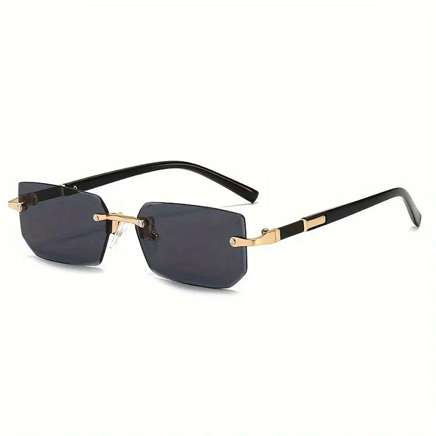 

Rimless Sunglasses Rectangle Fashion Popular Women Men Shades Small Square Sun Glasses For Female male Traveling Oculos чорний