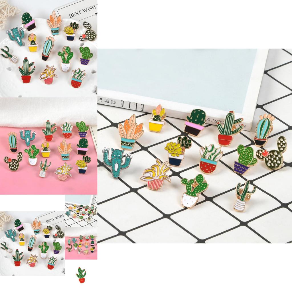 Unique Cartoon Creative Cactus Brooch Pin Accessory For Fashionable Apparel Use