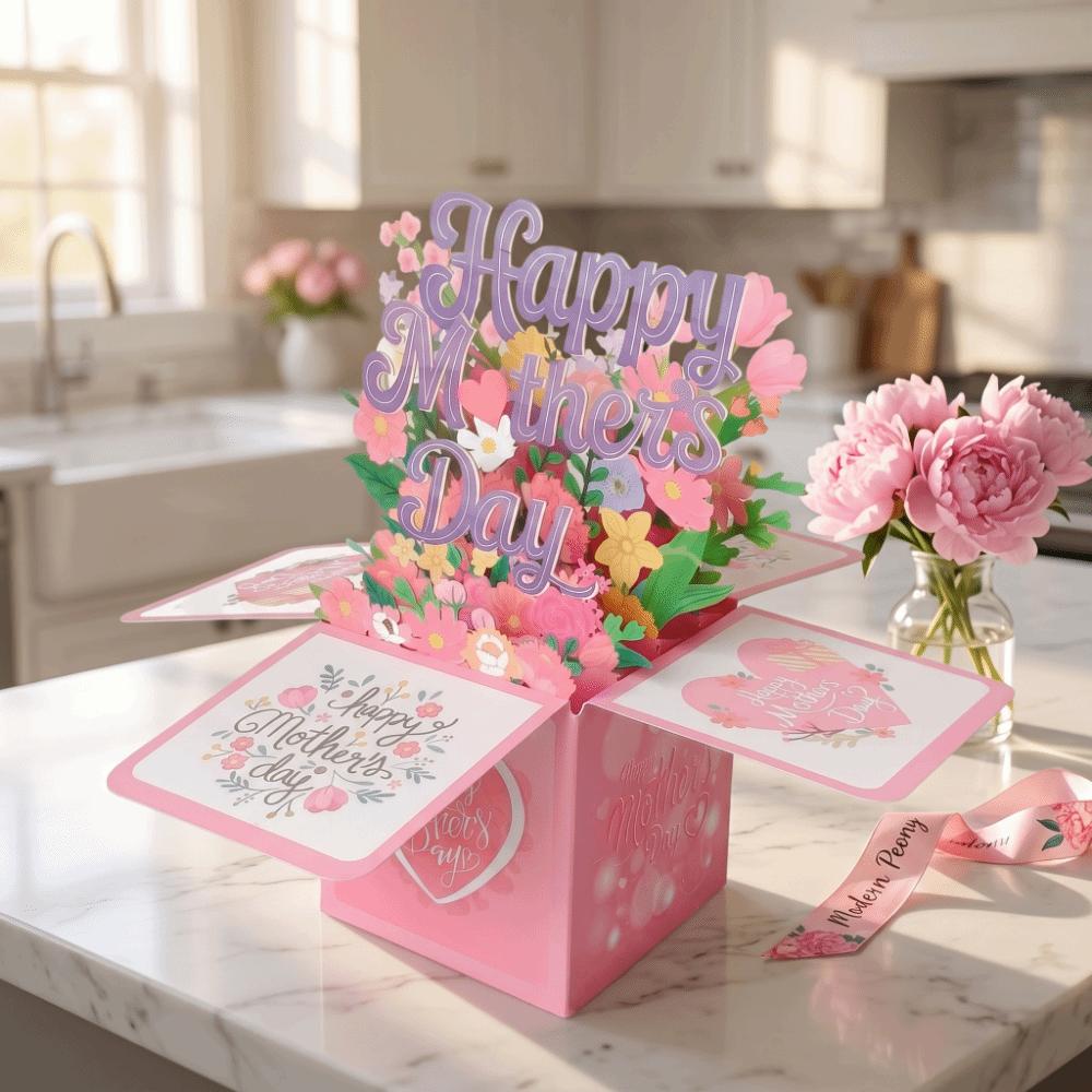 Floral Bouquet Mother's Day Cards Cardstock Thank You Card Mother's Gift Invitations Cards