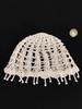 Vintage beaded tassel hollow headgear women's summer breathable face small fashionable Spice girl knitted pullover cold hat