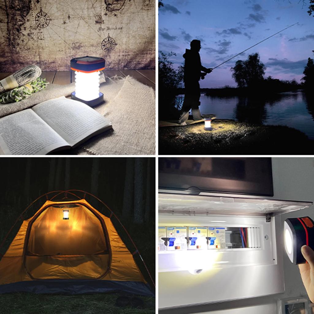 D5 Portable Camping Light Rechargeable Foldable LED Lantern Solar USB Charging,Hanging Flashlight,Power Bank,Outdoor,BBQ,Fishing