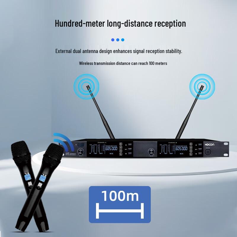 HDCON HT-D820S1 Dual Handheld UHF Wireless Microphone System (CN version)
