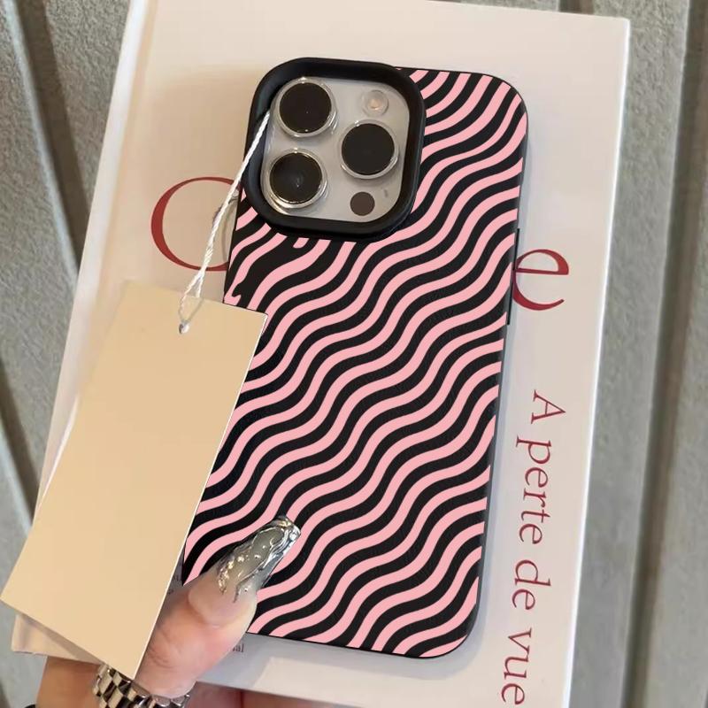 Pink Wavy Pattern Phone Case For iPhone 17 Pro Max 16 15 14 13 12 11 Pro 14 15 Plus 17 Air Shockproof Silicone Soft Cover