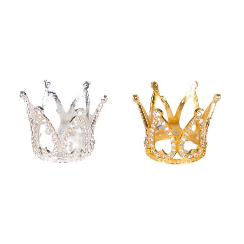 Mini Diamond Crown Cake Toppers: Little Princess & Heart Flags.