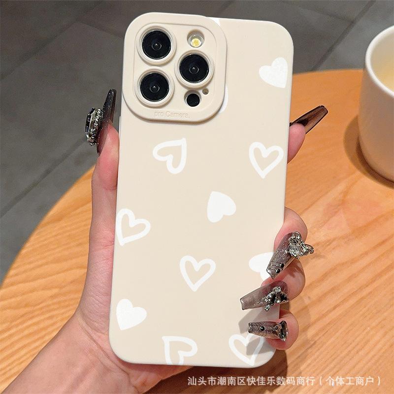 Personalized white love applies to iPhone11/12/13/14/15PROMAX Apple 16 all-inclusive mobile phone case