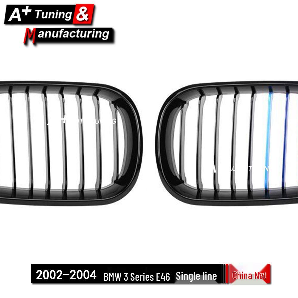 BMW 3er Reihe E46 2002-2004 (4-Türer) Heller dreifarbiger Kühlergrill, einzeilig