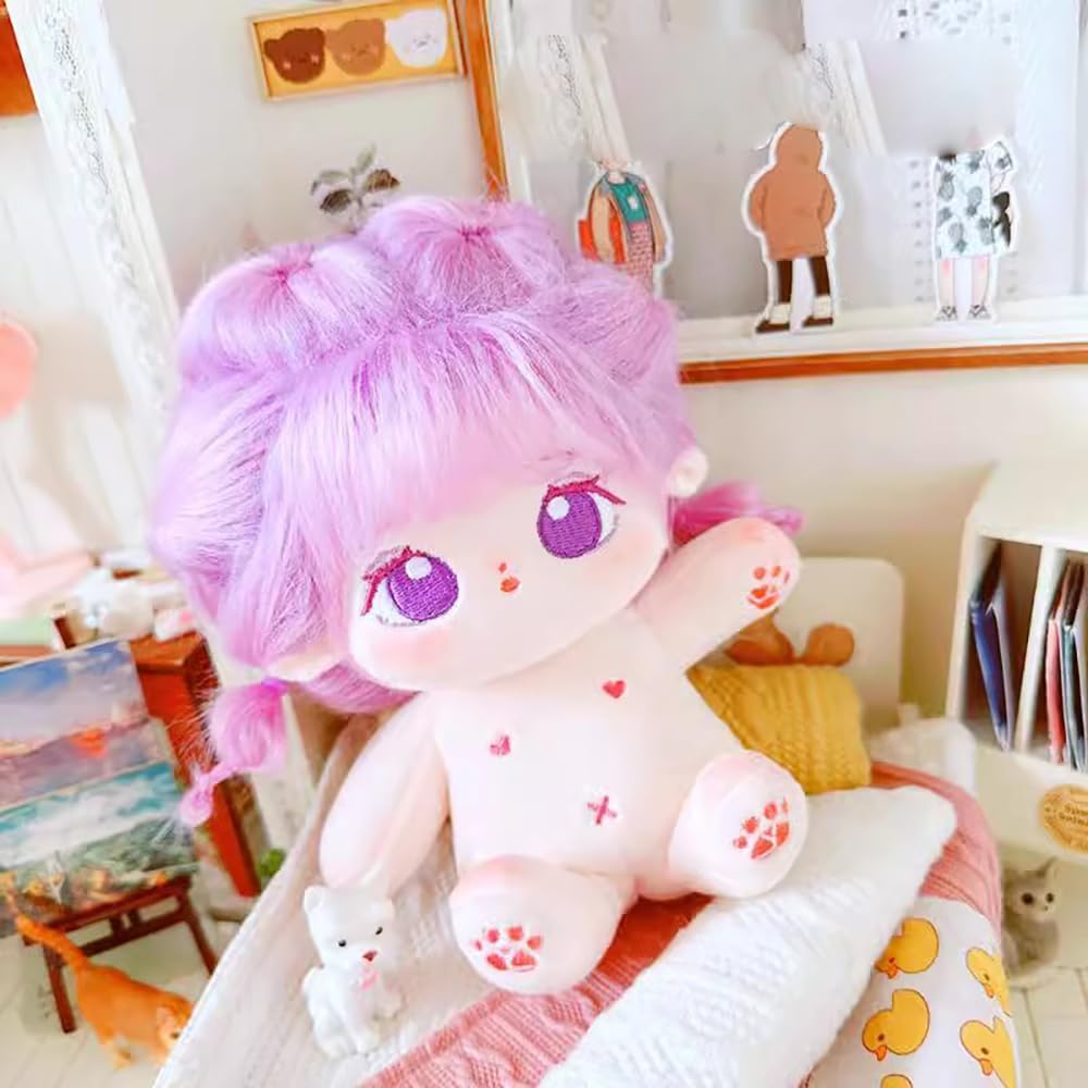 Niannyyhouse 20cm Plush Purple Fried Black No Regular Cotton Toy, Girl, Hair, Hair, Attributes, Body, Doll, Dress-Up (13-Skeleton Included)