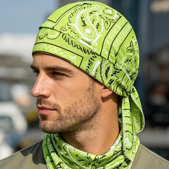 Chapéu Turban com Tiras Longas Ajustáveis Padrão Clássico de Castanha Tecido Macio Respirável Absorvente de Suor Chapéu Lenço de Cabeça