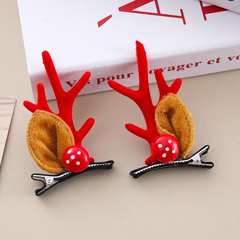 Christmas Antler Hair Clip: Cute Children's Elk Ears with Bells and Mushrooms