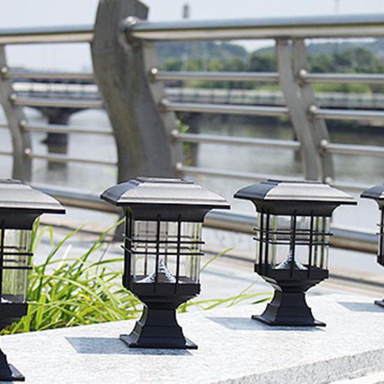 Solar Powered LED Garden Yard Pillar Lamp Outdoor Decorative Auto On/Off Light