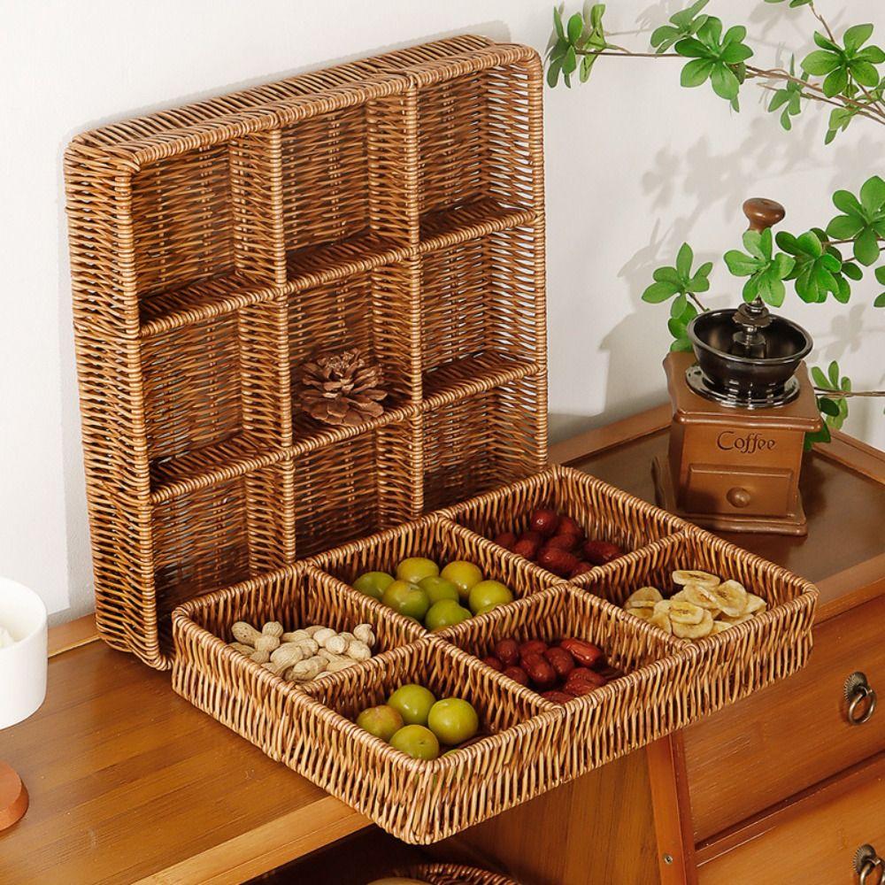 Neuer tragbarer handgewebter Brotaufbewahrungskorb atmungsaktiv 5 Stile Outdoor-Picknickkorb Doppelgriff Hochzeitsschrank