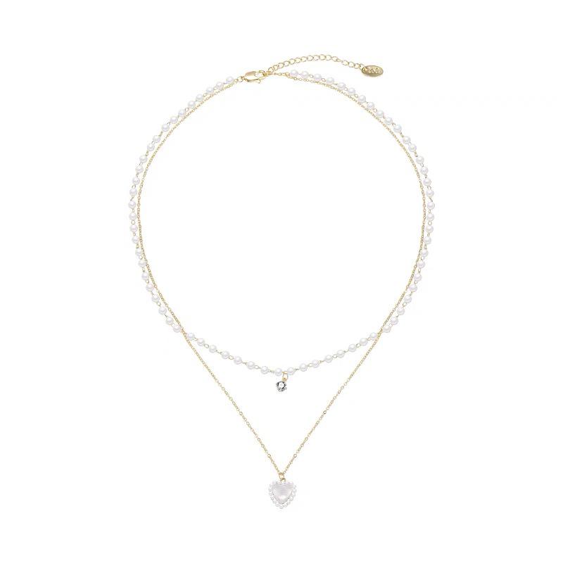 Exquisite Double Layer Heart Necklace for Women - Luxurious Niche Design Choker