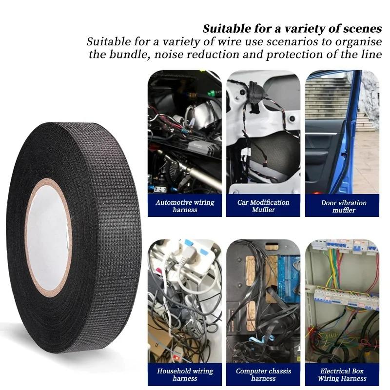 15 Meter Heat-resistant Flame Retardant Tape Coroplast Adhesive Cloth Tape For Car Cable Harness Wiring Loom Protection