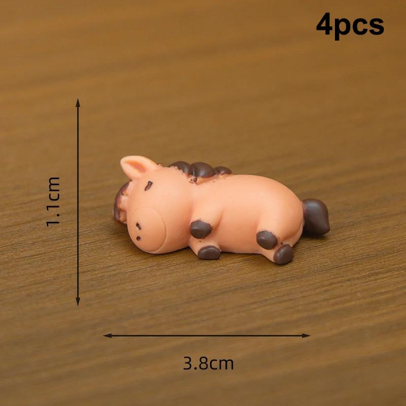 

4PCS Miniature Landscape Creative Lifelike Pony DIY Decoration For Home, Desktop, Office, And Car, Resin Crafts, Small Ornaments