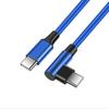 60W USB C Cable Right Angle Design Nylon Braided For Quick Charging Smartphones Tablets Laptops 480Mbps Data Transfer