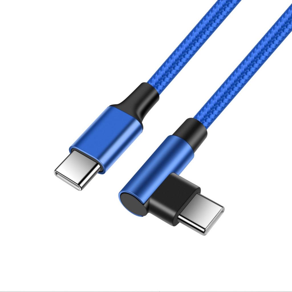 60W USB C Cable Right Angle Design Nylon Braided For Quick Charging Smartphones Tablets Laptops 480Mbps Data Transfer