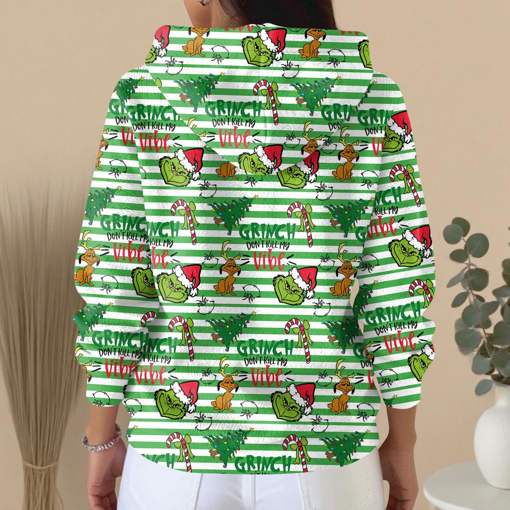 Women's Fashion Casual Sweater Button-Up Print Cardigan  Hooded Jacket