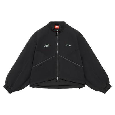 Li Ning Jednofarebná prešívaná bunda s logom Dámska bunda Čierna AFDS210-2