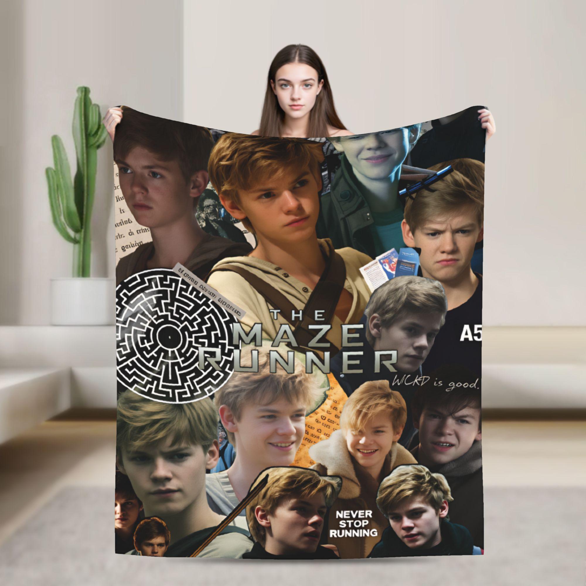 Newt X Thomas Flanellen Deken The Maze Runner Film Warme Zachte Plaid voor Slaapkamer Picknick Mode Bedsprei Bank Bedhoes Size: 75*100cm, Weight: 230 GSM
