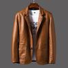 Men's Slim Fit Korean Style Leather Jacket - Trendy Business Outerwear for Autumn/Winter Motorcycle Fashion.