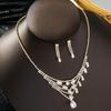 3PC Women's Fashion Design Tassel Necklace Earrings Zircon Set, Suitable for Wedding, Party, Festival Gifts