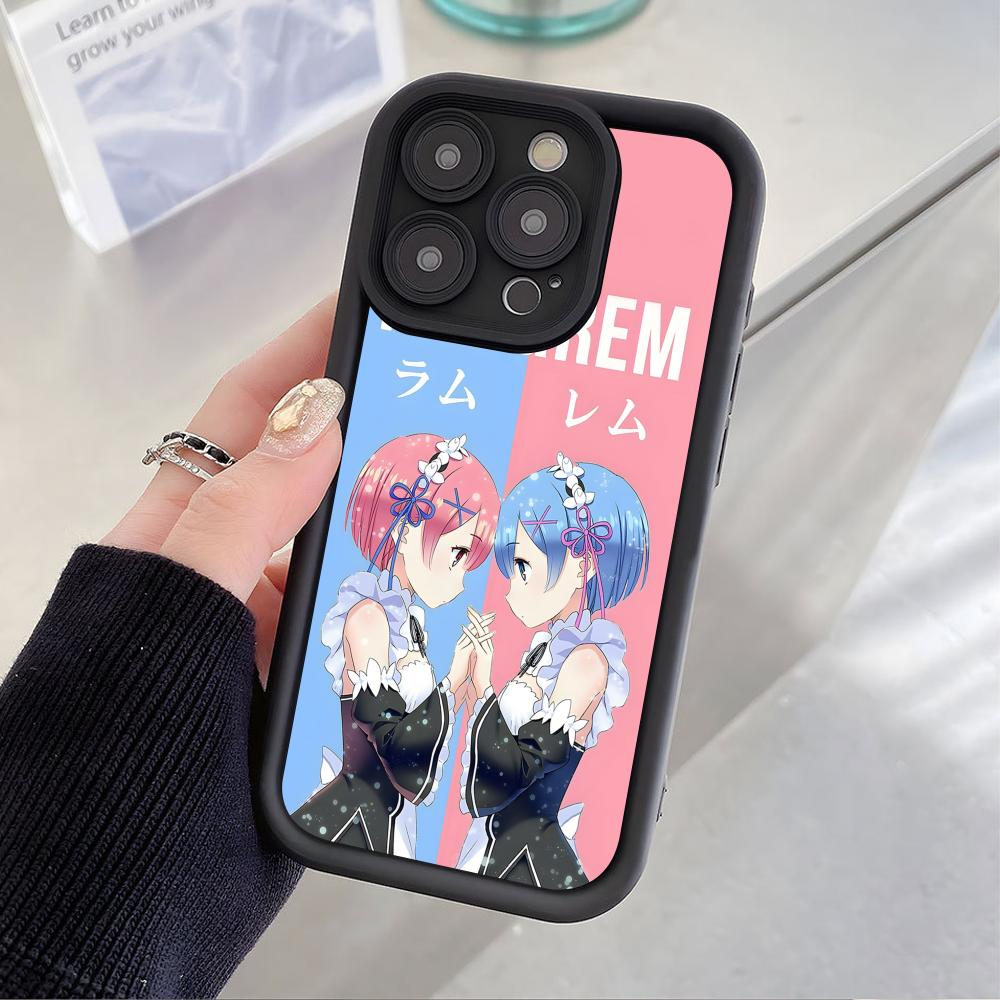 ReZero Rem Ram Thicken TPU Mobile Phone Case for iPhone 17 16 15 14 13 12 11 Air Pro Max Plus Colorful Cover