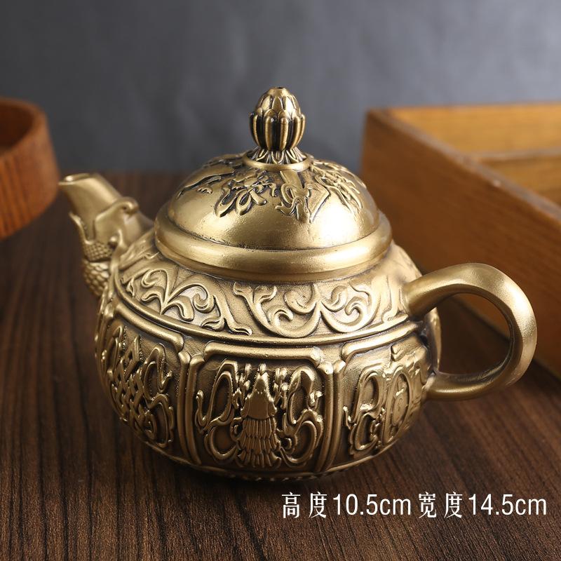 Brass Fish Mouth Teapot Office Living Room Tea Table Tea Set Pure Copper Ornament Creative Metal Handicrafts Copper Products
