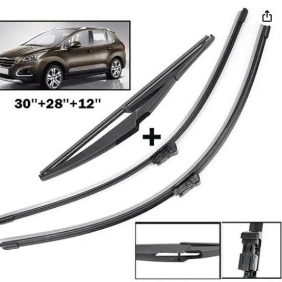 Suitable for Peugeot 3008 2008 2009-2015 front and rear window windshield wipers 30 inches + 28 inches + 12