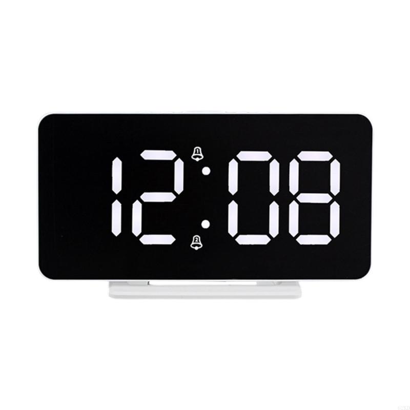 62KD Digital Alarm Clock Large LED Display 2 Alarms Dimmable Brightness USB Charging