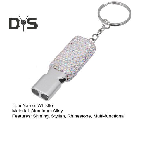 Sifflet Bling Métal Strass Sifflet avec Porte-clés Sifflet Brillant avec Son Fort et Clair pour Arbitres Entraîneurs Maîtres-nageurs Urgences
