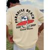Men's 100% Pure Cotton Comfortable Summer Casual T-Shirt with "PARADISE BEACH SURF SHOP Great W
